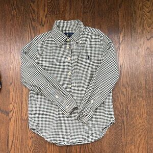 Youth Boy Polo Forest Green plaid shirt